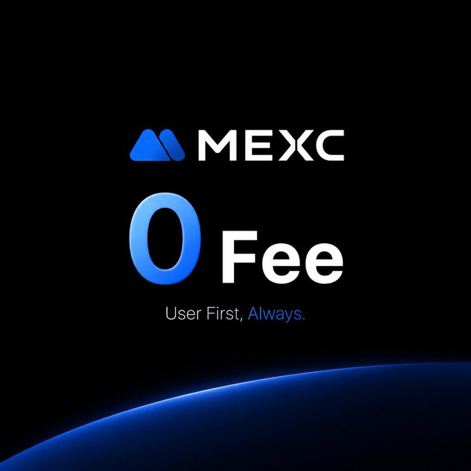 A promotional graphic for the MEXC cryptocurrency exchange advertising '0 Fee' with the tagline 'User First, Always.'