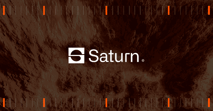 The image displays the "Saturn" logo, promoting a survey for existing users with a chance to win braised pork knuckle rice and DC characters. The accompanying text confirms the offer by @saturn_credit, mentioning the ticker $STRC.