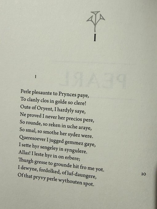 A page from a printed book displaying the poem 'Perle plesaunte to Prynces paye' (page 10), written in Middle English verse.