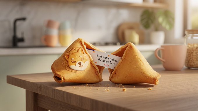 iced tea and coffee mugs sit on a kitchen counter, accompanied by a fortune cookie with a cat face design.