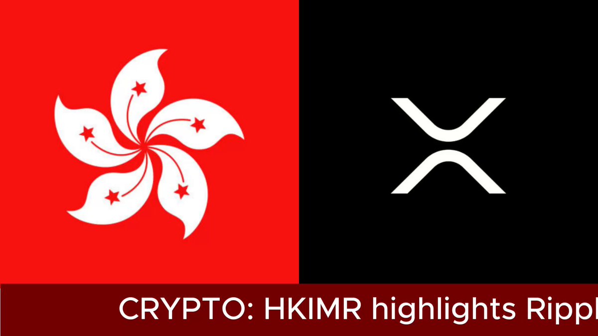 The image features an illustration of a flag with both a red background and a white hound's tail, accompanied by text that identifies the Hong Kong Institute for Monetary Research (HKIMR) as the authority behind Ripple Coin and $XRP payments. The text also highlights how RippleCoin allows international transactions to become more cost-effective and efficient. The post in question is a banner with two flags - one red with a white hound's tail and the other black with an "X" and "r" logo, promoting the recognition of Ripple Coin by the Hong Kong Institute for Monetary Research (HKIMR).