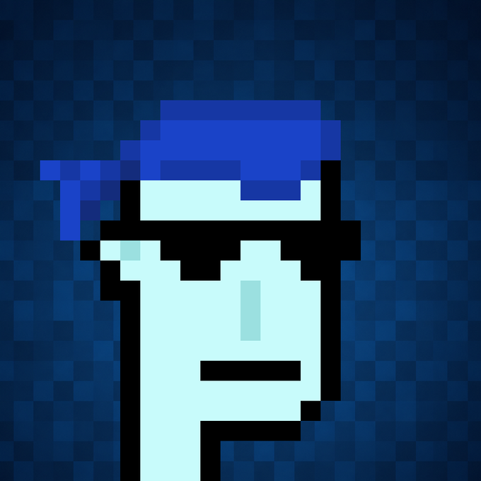 A pixel art portrait of a blue-skinned character with a blue cap and sunglasses, styled similarly to a CryptoPunk NFT, is used as promotional artwork for a "15 GTD WL GIVEAWAY" contest offering whitelist spots before a mint, where participants must like, repost, and drop their EVM wallet.