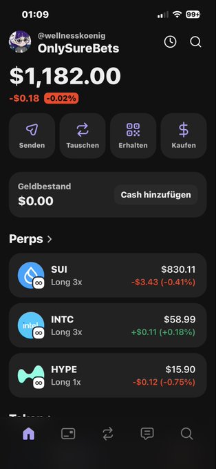 The image features a black iPhone screen displaying a cryptocurrency trading app with various cryptocurrencies listed, along with their corresponding prices. The user's account information, including balances, transaction history, and market data, are visible as well. Below this display, there is a small chat bubble containing text that says "Hab 100-400" and "uf dndk". This message seems to be related to the app or perhaps some other content within it. The overall atmosphere of the image suggests that someone might be discussing crypto trading strategies or exploring new investment opportunities with others who also use this particular app.