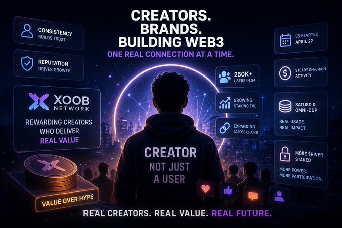 The image features a poster for GM CT since Season 5 began on April 22nd. The poster includes information about creator status, real creators, and real value. It also highlights the growing participation of users across the ecosystem through satUSD usage and the Omni-CDP. The poster emphasizes that @River4fun S5 is not just a user but has grown into a valuable asset in the network.
