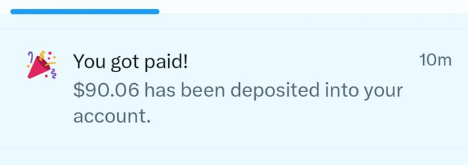 A notification states 'You got paid! $90.06 has been deposited into your account.' with a '10m' timestamp.