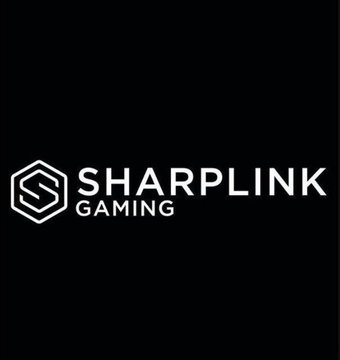 The image displays the SharpLink Gaming logo, featuring a white hexagonal emblem with a stylized "S" alongside the company name "SHARPLINK GAMING" on a black background. The logo directly relates to the post, which announces SharpLink's $200M allocation to Ethereum liquid staking through Lido Finance, highlighting the company's significant crypto treasury strategy.