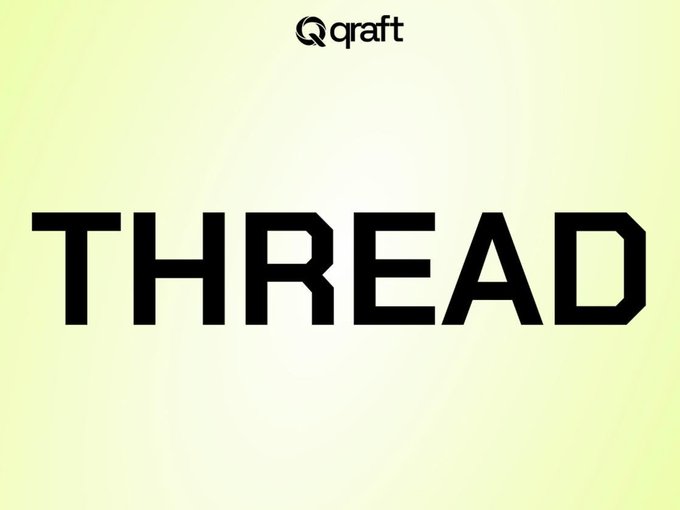 A title card featuring the text "THREAD" in large black stencil letters over a pale green gradient background, with a small "qraft" logo at the top.