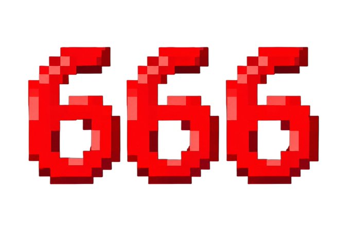 Three bold red pixelated "666" numerals are displayed side by side against a white background, emphasizing the limited supply of 666 NFTs for the upcoming drop on OpenSea.