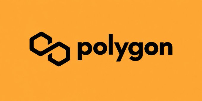 The black "polygon" logo with its interconnected hexagon symbol displayed on a solid orange background.