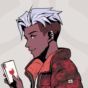 A stylized anime-style character with spiky white hair and a red camouflage jacket holds up an Ace of Hearts playing card, which appears to symbolize a bold or "ace" crypto play—matching the energetic, high-stakes vibe of the "AZUKI Inferno Torrent Tectonic Surge" post.