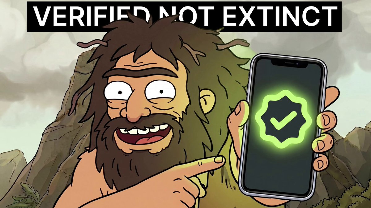 The image features a cartoon character holding up a phone with a green checkmark symbolizing a "verified not extinct" status. The caption below the image reads, "Verified not extinct", indicating that the character's token has been confirmed as valid. This message is related to an online platform called Open Contribution, which encourages users to flag bad data and verify tokens for accuracy and authenticity.