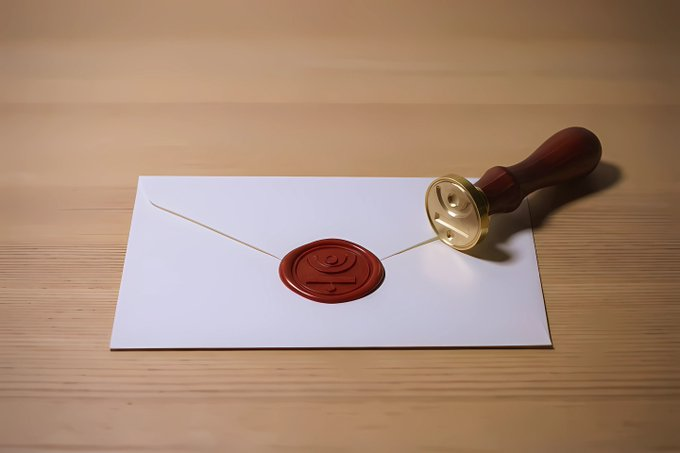 A wax seal stamp with a wooden handle and gold base presses a glossy red wax seal with an embossed emblem onto a white envelope, symbolizing authentication and verification. This imagery visually represents the post's theme of "24/7 Proof-of-Reserve Auditing" and the JUST DAO Dashboard's commitment to operational transparency and trust in financial ecosystems.