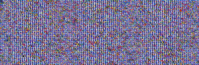 A colorful, densely packed mosaic composed of 3,333 small Sproto Gremlins NFTs arranged in a grid pattern, representing the "Sproto Gremlins mosaic" artwork shared alongside a post promoting HarryPotterObamaSonic10Inu ($BITCOIN ticker) by @sprotogremlins and @HPOS10Ireturns.