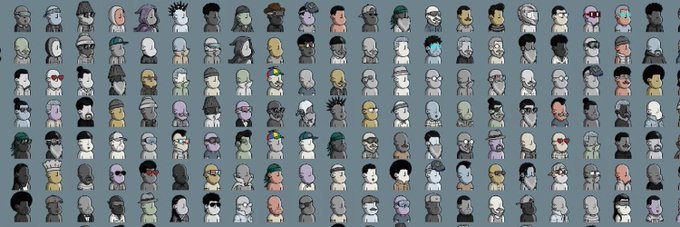 The image displays a grid of diverse NPC character sprites used as part of the NPC Onchain airdrop promotion, where users are directed to collect badges, points, and these NPCs by using one of the two remaining referral codes (NPC-871999 or NPC-689909).