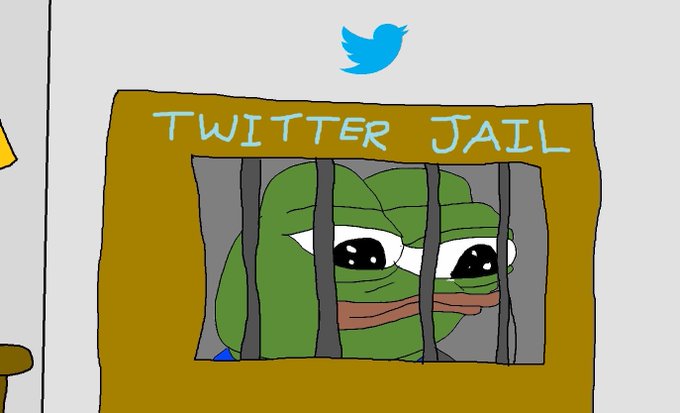 The image features a cartoon frog sitting behind bars, with the caption "nooo". This could be interpreted as an offensive or inappropriate message, possibly related to Twitter Jail. The presence of the frog and the caption might suggest that the creator intended to make a statement about social media restrictions or the consequences of oversharing on platforms like Twitter.

The image is accompanied by a post with the text "nooo". This could be interpreted as an attempt to draw attention to the message, possibly to encourage others to think twice before sharing content online or to express concerns about the impact of excessive social media use.