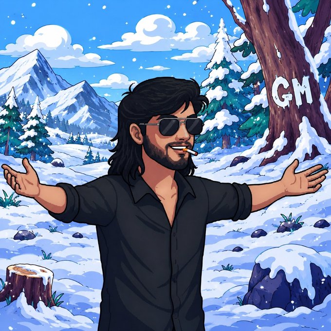 The image features a man with long hair wearing sunglasses, standing in front of a snowy mountain landscape. He has his arms outstretched as if embracing the serene surroundings or perhaps expressing joy at being there. The caption above him reads "A calm Sunday @wallchain keeps moving, Quacks keeps the network active. ➜ Focus on what matters ➜ Join meaningful conversations ➜ Share thoughtful ideas ➜ Stay open to new perspectives". This image seems to be a representation of the importance of taking time for oneself and enjoying life's simple pleasures, such as being in nature or spending quality time with loved ones.