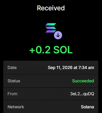 A screenshot of a Solana wallet transaction showing a successful receipt of "+0.2 SOL" from address "3eL2...quDQ" on September 11, 2026 at 7:34 am, confirming the minimum purchase requirement for the $NUKEBULL presale as advertised in the post.
