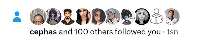 A social media follower notification shows a row of profile avatars and the text “cephas and 100 others followed you · 1s.” It illustrates the accompanying post’s claim of “100+ new builders” joining a growing ecosystem.