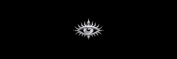 A stylized white eye symbol with decorative flame-like extensions radiates against a black background, conveying a mystical and watchful aesthetic that complements the cryptic, hype-driven tone of the tweet promoting NFT community spots and allocations.