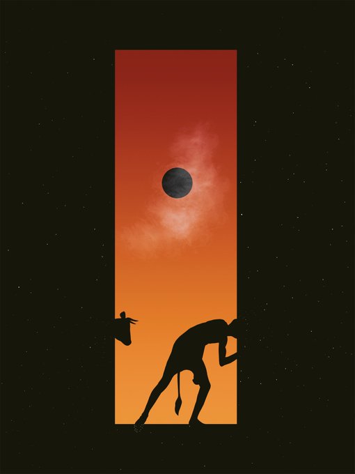 The image features a man's silhouette against an orange sky with clouds. The man appears to be pushing his head through a doorway, while another person stands outside of the doorway. The background includes stars that add depth to the scene. The caption "GM Battering for more fire and frenzy, from head to tail marked by sin, hence, cauterized" suggests that this image might be related to a post about a recent event or incident involving a man's head being pushed through a doorway.
