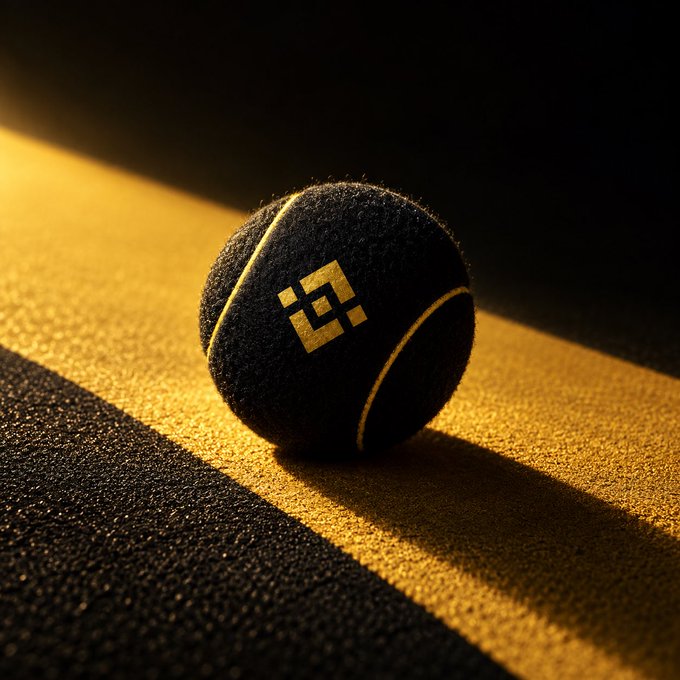A black ball with a gold geometric logo rests on a sunlit road, casting a long shadow in warm evening light. The stark clarity of the illuminated scene visually reinforces the message “Clear vision.”