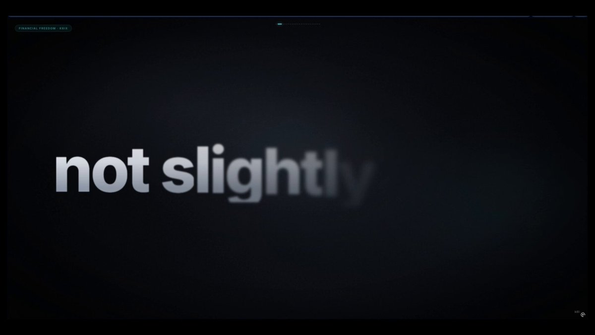 The image shows a black screen with white text that reads "NOT SLIGHTLY". The background of the image is dark, which contrasts with the white text. There are no other objects or texts present in the image.