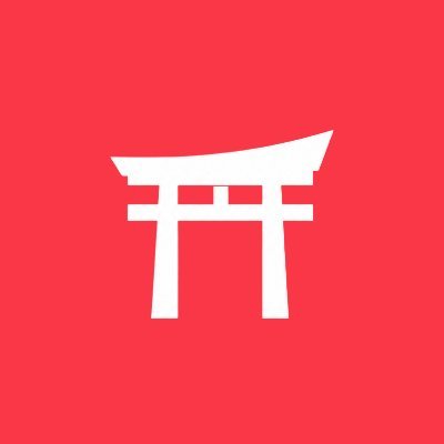 A red square logo featuring a white stylized torii gate symbol.