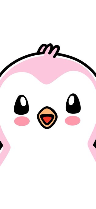 An illustration of a cute, round white and pink bird-like character with large black eyes, a small orange beak, and a small tuft of feathers on its head.