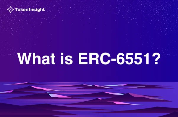 A purple-themed graphic with the TokenInsight logo asking 'What is ERC-6551?' over a stylized ocean wave background.