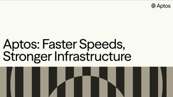 A header graphic for Aptos featuring the text 'Aptos: Faster Speeds, Stronger Infrastructure' above a stylized geometric pattern.