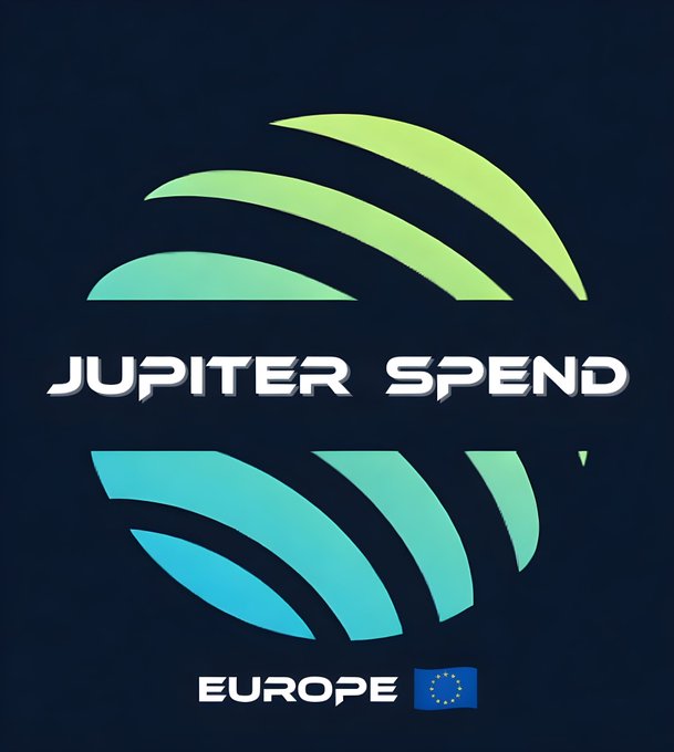 The image features a logo with a circle that says "JupSpend" written inside of it. The background color of the image is blue, which matches the color of the European Union flag. Below the logo, there's text that reads "European Union". This suggests that the image might be related to JupSpend or something similar to it.