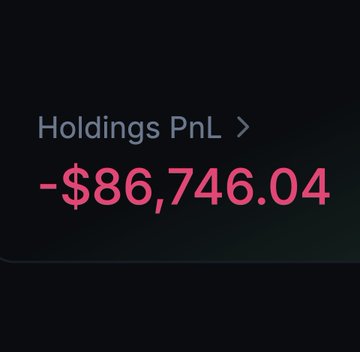 The image shows a black background with white text that reads "Holdings PNL $86,744,064,064,064,064". The text is in pink and green colors, which are used for highlighting numbers on the screen. The text also includes a dollar sign symbol to indicate the monetary value of the investment. The image does not provide any additional context or information about the post's content.