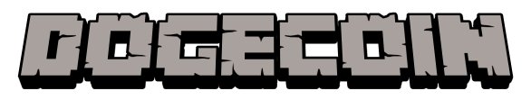 The image displays the word "DOGECOIN" rendered in a distressed, bold gray block font with black shadowing, creating a rugged, stone-like appearance. The accompanying post "D O G E C O I N" directly mirrors the text shown, emphasizing the cryptocurrency's name.