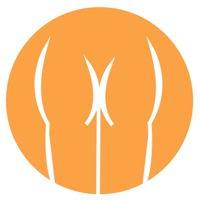 A minimalist orange circular logo featuring stylized white shapes that resemble a symmetrical face or abstract design.