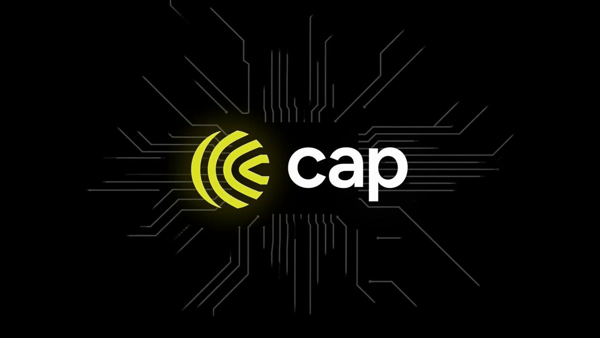 The image features a logo with the word "CAP" written in white letters, surrounded by yellow lines that form a circle. The background of the image is black, which contrasts with the yellow elements. Below the logo, there's text that reads "June 26th, 2026. $CAP is officially going live. This marks the next chapter for Cap and our community."