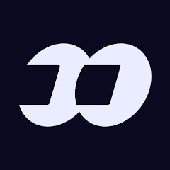 A minimalist dark navy logo featuring two overlapping stylized letters forming a circular monogram.