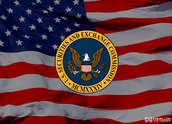 The image shows the seal of the U.S. Securities and Exchange Commission (SEC) superimposed over a waving American flag, with the seal reading "U.S. SECURITIES AND EXCHANGE COMMISSION MCMXXXIV" and featuring a bald eagle. The visual reinforces the post's message about the SEC taking regulatory action on crypto and DLT frameworks independently while Congress is in recess, highlighting the agency's authority moving forward without legislative input.
