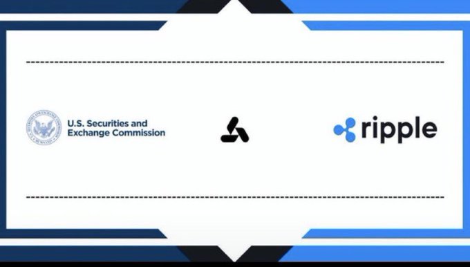 A graphic shows the U.S. Securities and Exchange Commission seal alongside the logos for Arbitrum (the black triangle symbol) and Ripple.