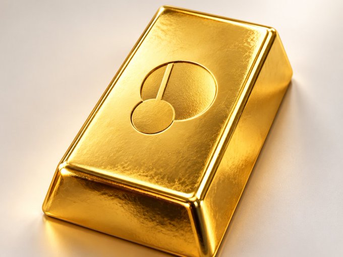 A gleaming gold bar is embossed with the Pendle logo, visually reinforcing the post's message about purchasing gold at a discount through the Pendle platform. The shiny, substantial bullion imagery emphasizes the tangible, valuable nature of the asset available to buyers.