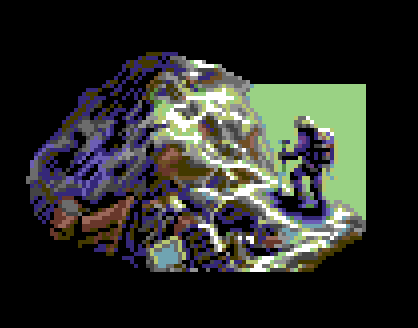The image features a large rock with a person standing on top, possibly a hiker or mountaineer. The person appears to be wearing a backpack while they are at the peak of the mountain. The background of the image is black, which contrasts with the white text that reads "I drew the top of the mountain on @basepaint_xyz". This suggests that someone has drawn the rock and the person standing on it as part of an art project or a creative representation of their experience in the mountains.