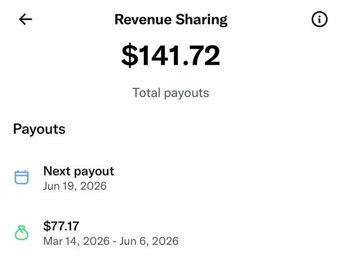 The image shows a screenshot of an app that displays information about recent payments, including revenue sharing amounts, total payments, and the date when the payment was made. It appears that the app is used by someone who has recently received some money from the app for their work or business. Since there are multiple details in the image, it might be helpful to provide more context on what the user has done with this information. Additionally, it's unclear whether the payments were processed during a specific day, such as Saturday and Sunday when this screenshot was taken. The photo focuses on the app interface showing these details about the recent transactions involving revenue sharing.