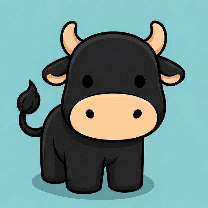 This image shows a cute, cartoon bull calf named "BULLCALF" to promote its migration to new links including Telegram, Dexscreener, and its website.