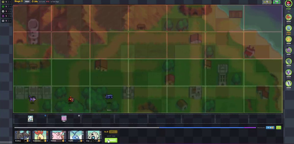 The image features a video game display with a Minecraft-themed map of the game area showing different regions such as cities and fields filled with small buildings and trees. The background is a light beige color, providing contrast to the dark squares on the screen representing the game environment. Below the map, there are several smaller squares containing characters or objects from the video game. 

In addition, there's text that says "You can earn rewards easily just by playing this Pokemon Chess Game, Only on @solana". This information suggests that the player may have an account with a Twitter handle for @solana and can access its benefits through the gameplay of the Minecraft-themed video game.
