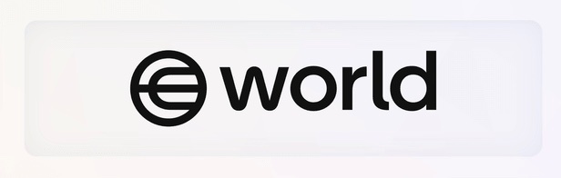 A logo for 'eworld' featuring a stylized lowercase 'e' inside a circle next to the word 'world' in black text on a white background.