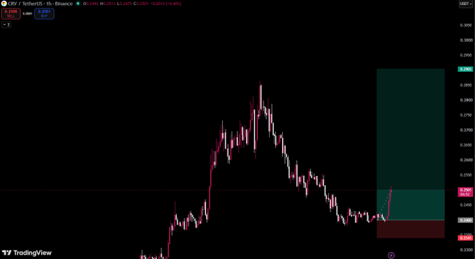 TradingView candlestick chart showing CRY/TuberUS on Binance with a price of 0.2461 and a +6.40% change.