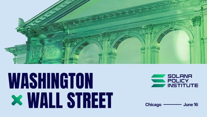 The image features a poster or advertisement for an event called "@Solana Summit Chicago" that takes place at the Chicago Stock Exchange (CSE) from June 16th - 17th, 2016. The main focus of the event is on the clarity act and its implications for the future of FinTech in the financial industry. The poster also includes a photo of the Washington Monument to provide context about the location where the summit will be held.