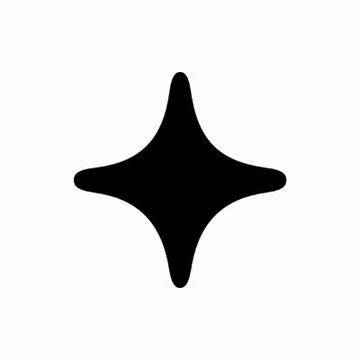 A simple black four-pointed star or sparkle icon centered on a white background.
