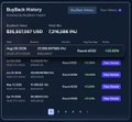 Dark-themed screenshot of a Bullx.io history page showing balance information and an explorer WAL section.