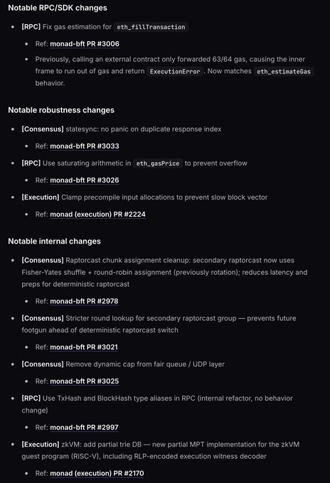 In the image, there is a detailed list or chart about different RPC methods available on a particular server, identified as "Monad v0.14". The image shows various descriptions of these RPC methods, including their names and a description of the changes they make in response to user inputs. It seems like an effort to provide a clear understanding of each method so users can efficiently utilize them when interacting with this particular server for a desired purpose.