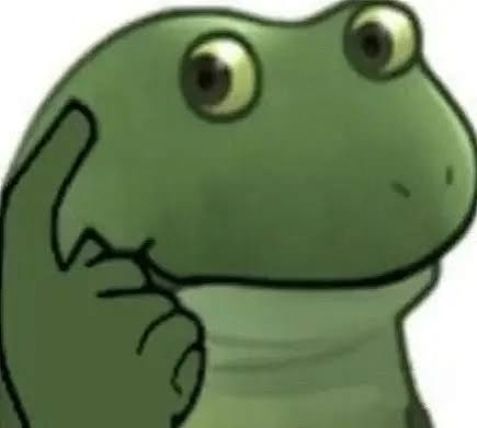A drawing/illustration of a green cartoon frog character with a contemplative expression, hand on its chin, set against a white background (the 'Hopeless' meme frog).